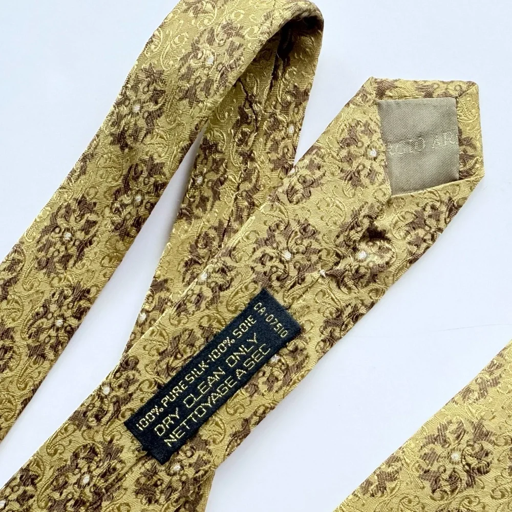 Vintage Giorgio Armani Cravatte Silk Tie Made in Italy Golden Olive Khaki